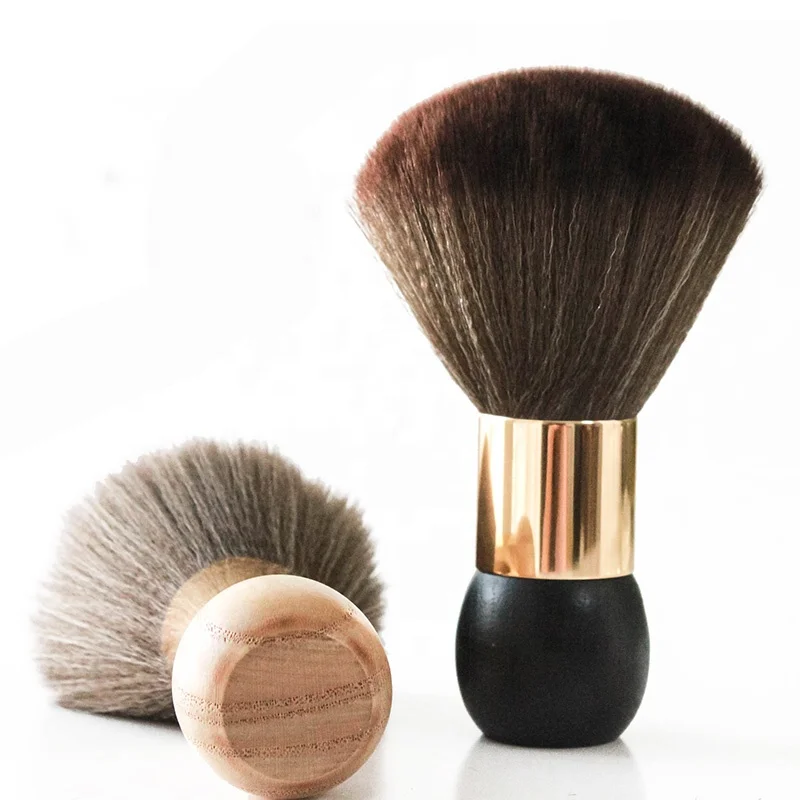 
Hair Cutting Round Neck Beard Duster Brush Wooden Handle Barber Poweder Cosmetic Brush 