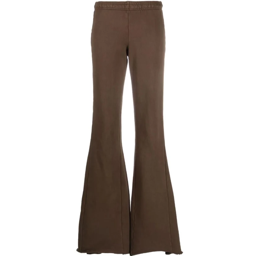 Custom 100% Cotton Women Acid Wash Flared Track Pants Tracksuits Flare Sweatpants And Hoodie Set