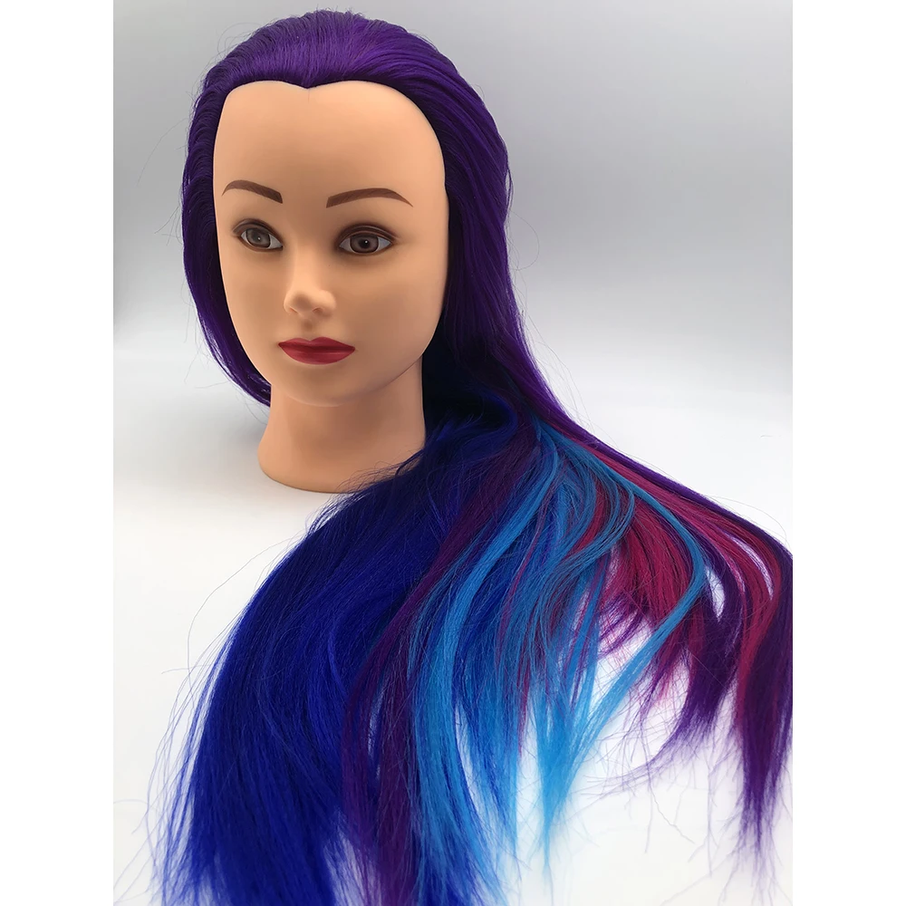 26 inch Silky Straight Training Maniquin Head With yaki  Synthetic hair Doll Head Rainbow Training Mannequin Head