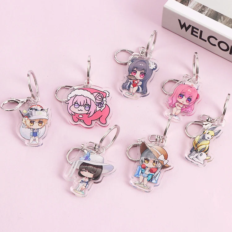 Индивидуальный прозрачный акриловый брелок с логотипом мультяшный эпоксидный Брелок подвеской пластиковый для ключей аниме на заказ