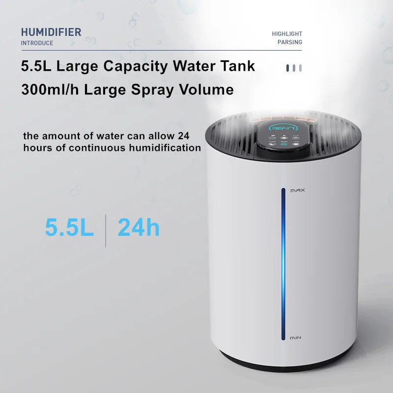 5.5L Commercial Electric Ultrasonic Mist Maker WIFI Aromatherapy Smart Air Humidifier Diffuser for Home Office
