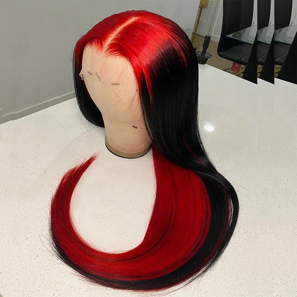 Wholesale Virgin Brazilian Red Straight Wigs Human Hair Lace Front Transparent HD 13X4 13x6 Lace Frontal Wigs For Black Women