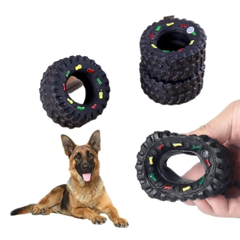 Vinyl rubber tire shaped squeaky dog and cat pet chew toy
