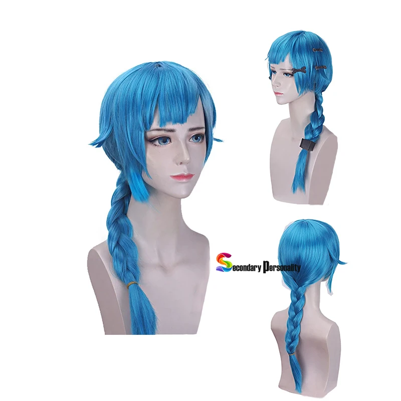 Jinx Vi Cosplay Wigs Game LOL Arcane Jinx Cosplay Blue Heat Resistant Synthetic Hair Jinx Juvenile And Junior Woman Hair Wig