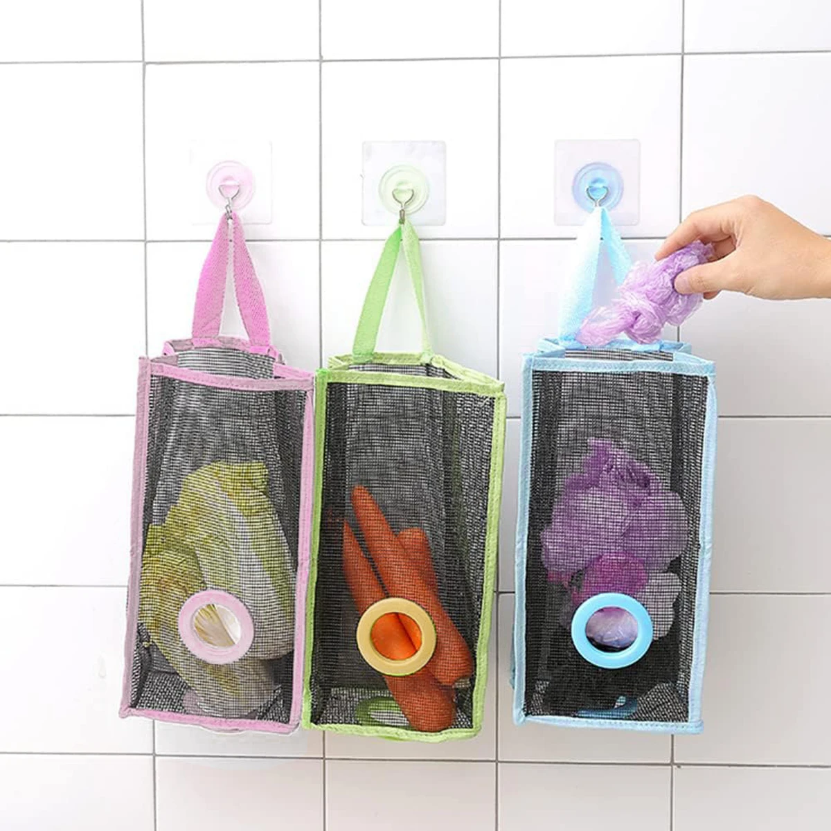 Hanging mesh garbage bag Household kitchen debris storage bag Environmentally friendly breathable mesh storage products