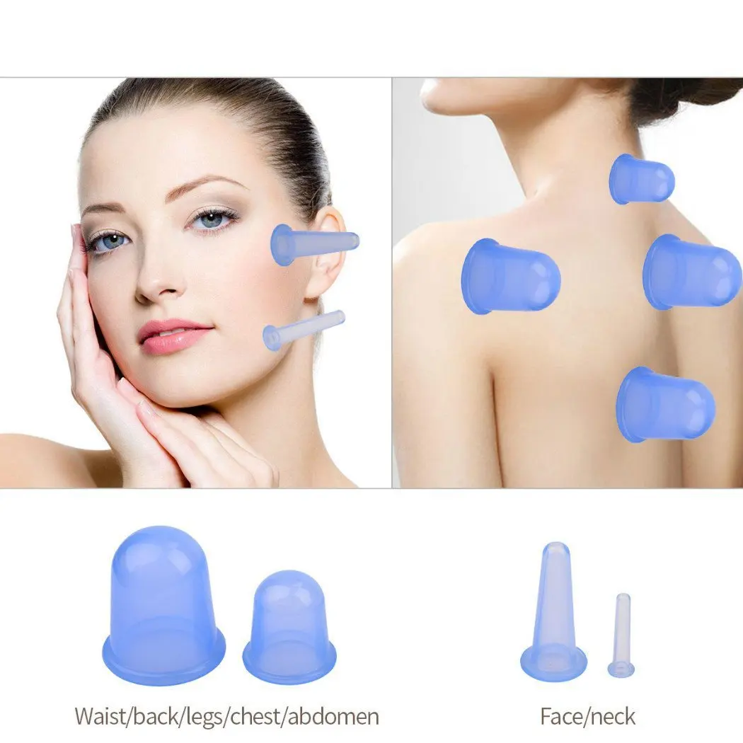 Hot sale 4pcs/Set Facial Cups set Anti Cellulite Silicone Medical Vacuum Massage Cupping Cup Therapy