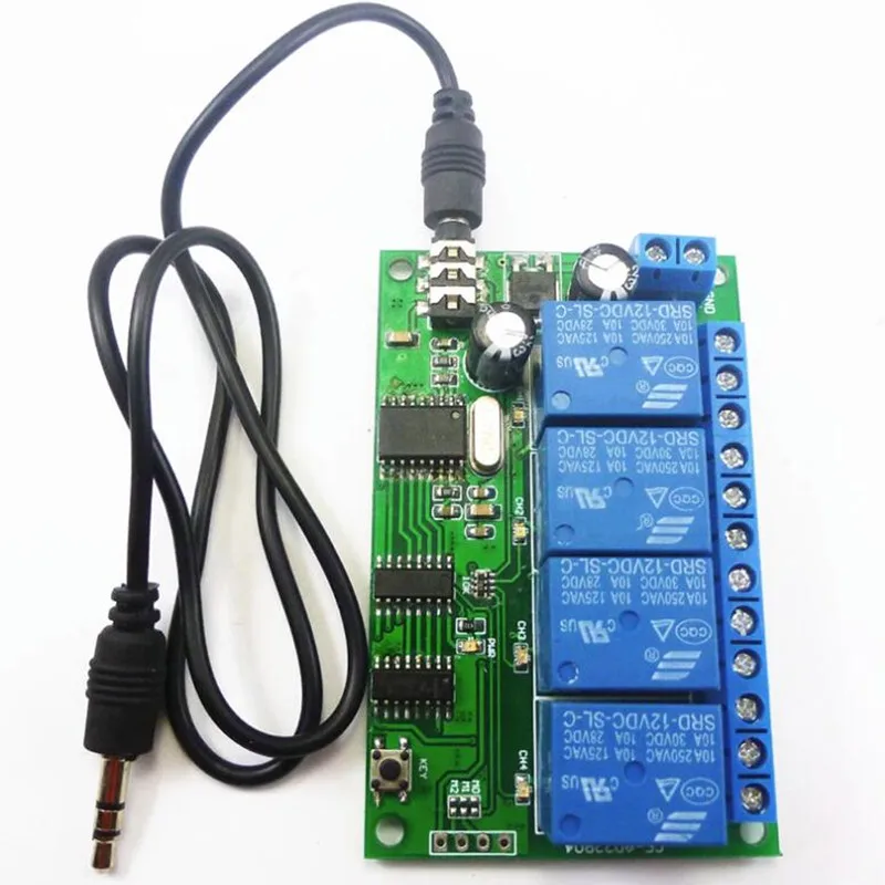 4-канальный реле AD22B04 MT8870 DTMF тональный сигнал декодер пульт дистанционного управления релейный модуль 12 В DC для умного дома PLC с кабелем 3 5 мм