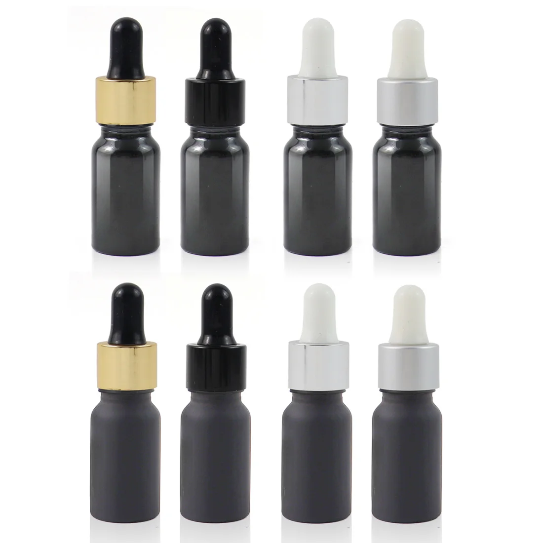 Wholesale Glass pipette Matte Black Glass Dropper 10mL With Aluminum Cap Essential Oil Cosmetic