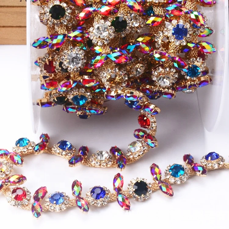 Модный аксессуар AB stone series, золотая металлическая чашка-коготь для пришивания стразами, кристальная отделка стразами