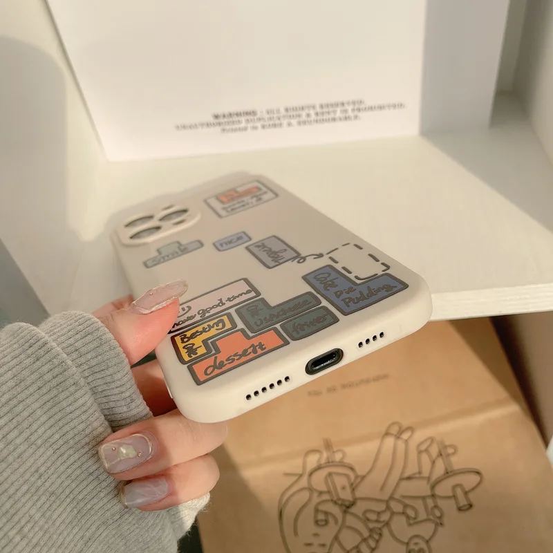 Games Style Funny Cover phone case For iphone 12  Lovely Silicone Phone Case Cover with Tetris pattern for iphone X phone cases