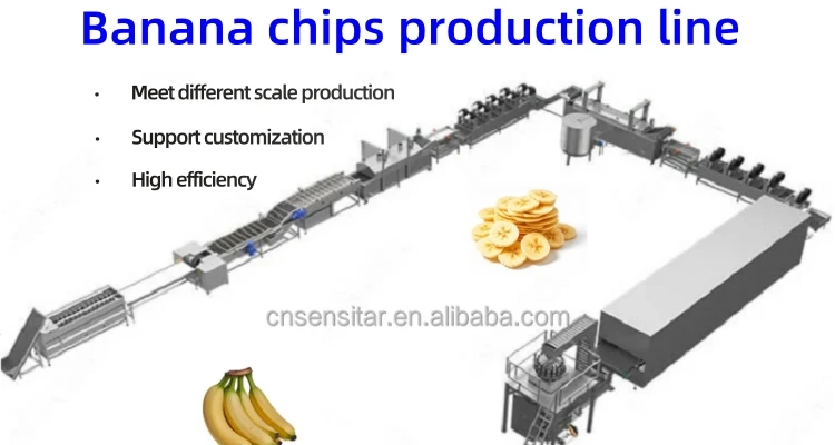 High performance automatic 200 kg/h 500 kg/h commercial banana chips processing equipment banana chips production line