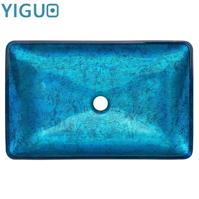 Cheap rectangular bowl shape top mount on line hot sale tempered glass bathroom hand wash basin
