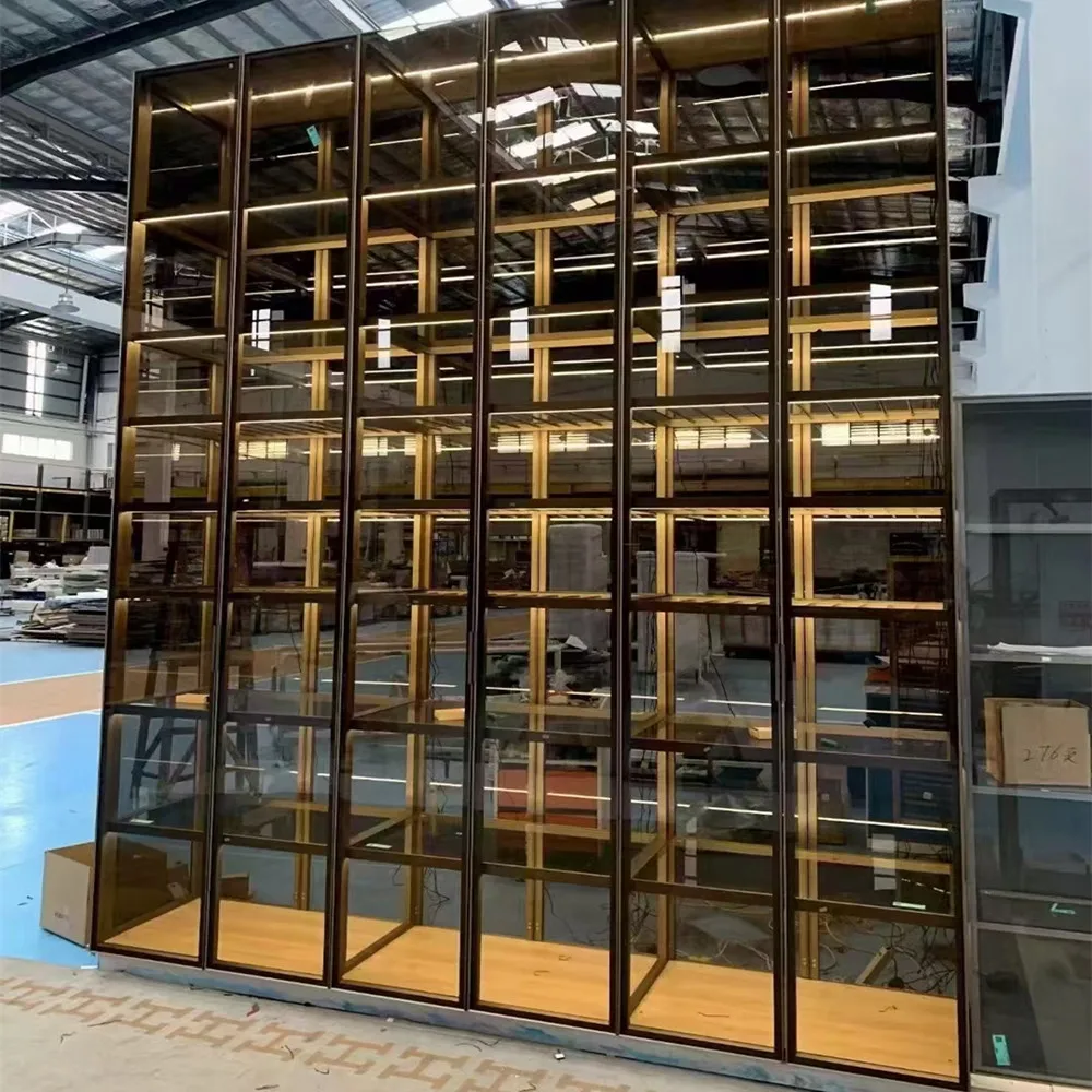 Modern design display 4mm safety tempered bronze glass for bedroom closet wardrobe door