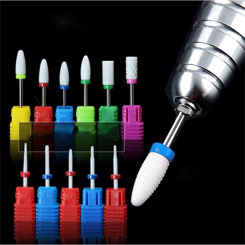 Different Sizes Nail Polish Ceramic Grinding Head Single Branch Elastic Electric Nail Grinder Tool Head Nail Drill Bit