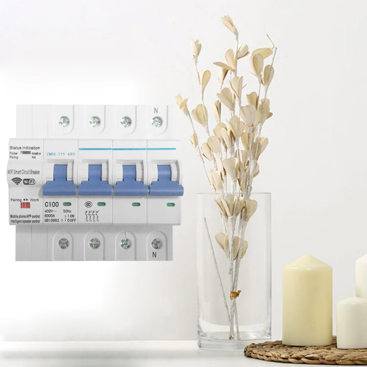 
63A 4P Smart Circuit Breaker Switch with Wireless WIFI Control with Tuya APP for Alexa and Google Home 