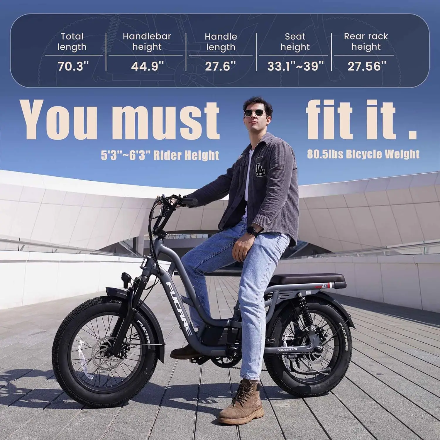 Fucare Libra US Stock 400LBS Max Load Fat Tire Full Suspension 2 Seat E-Bike 750W 48V 20Ah Long Range Electric Bike for Adults