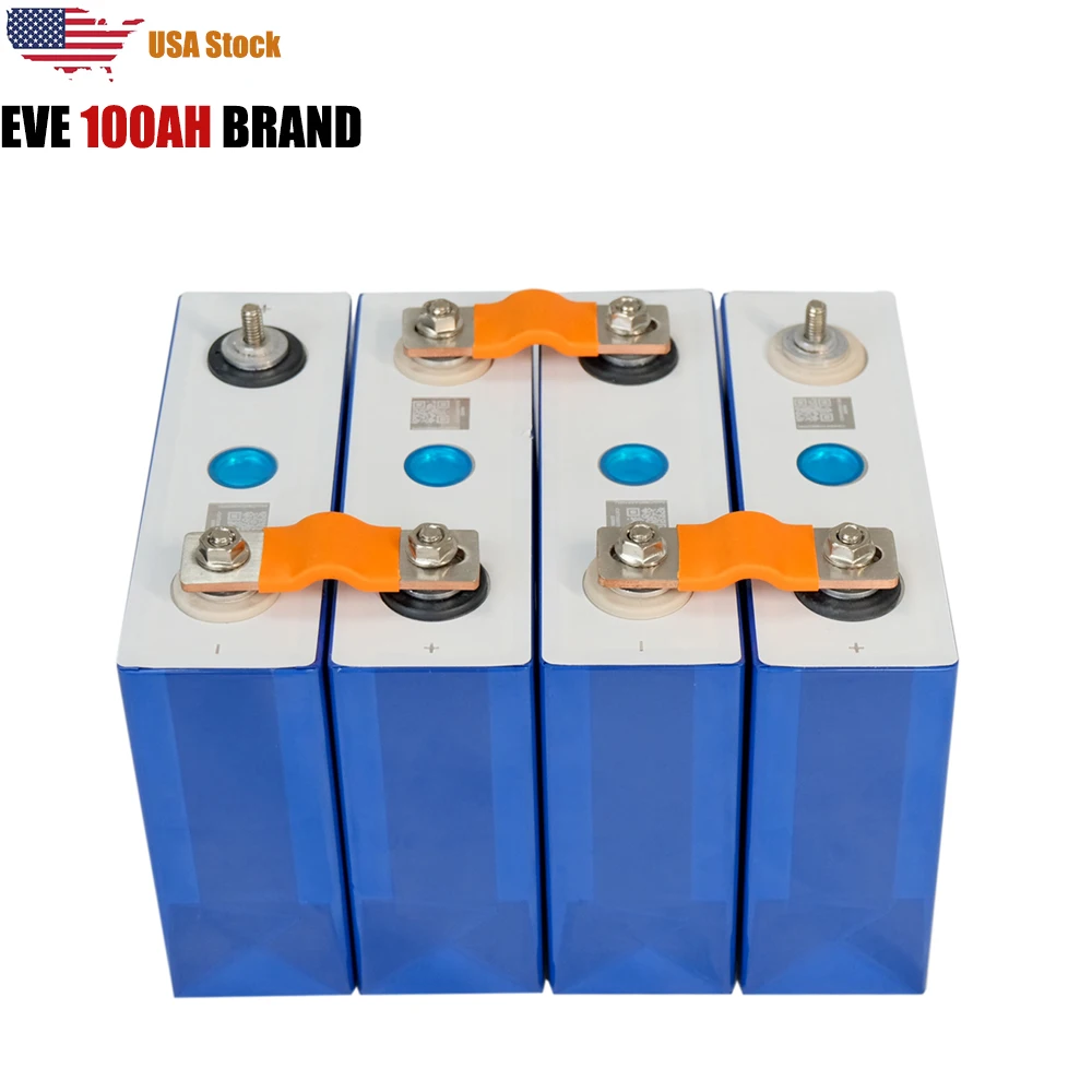 USA Stock EVE 3.2v 100ah Grade A lifepo4 cells Lithium-Ion Solar home energy storage battery 12v 24v pack eel lifepo4 cell