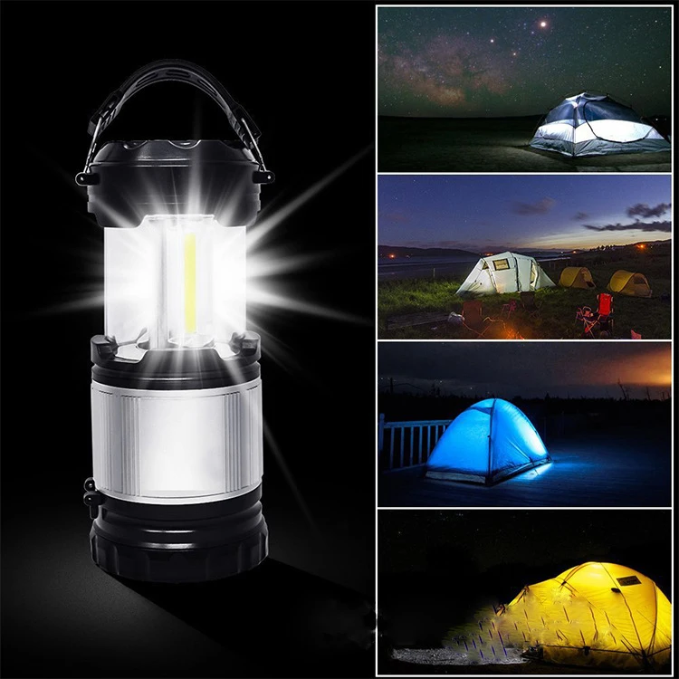 High quality telescopic round shape COB led camping lantern outdoor tent light