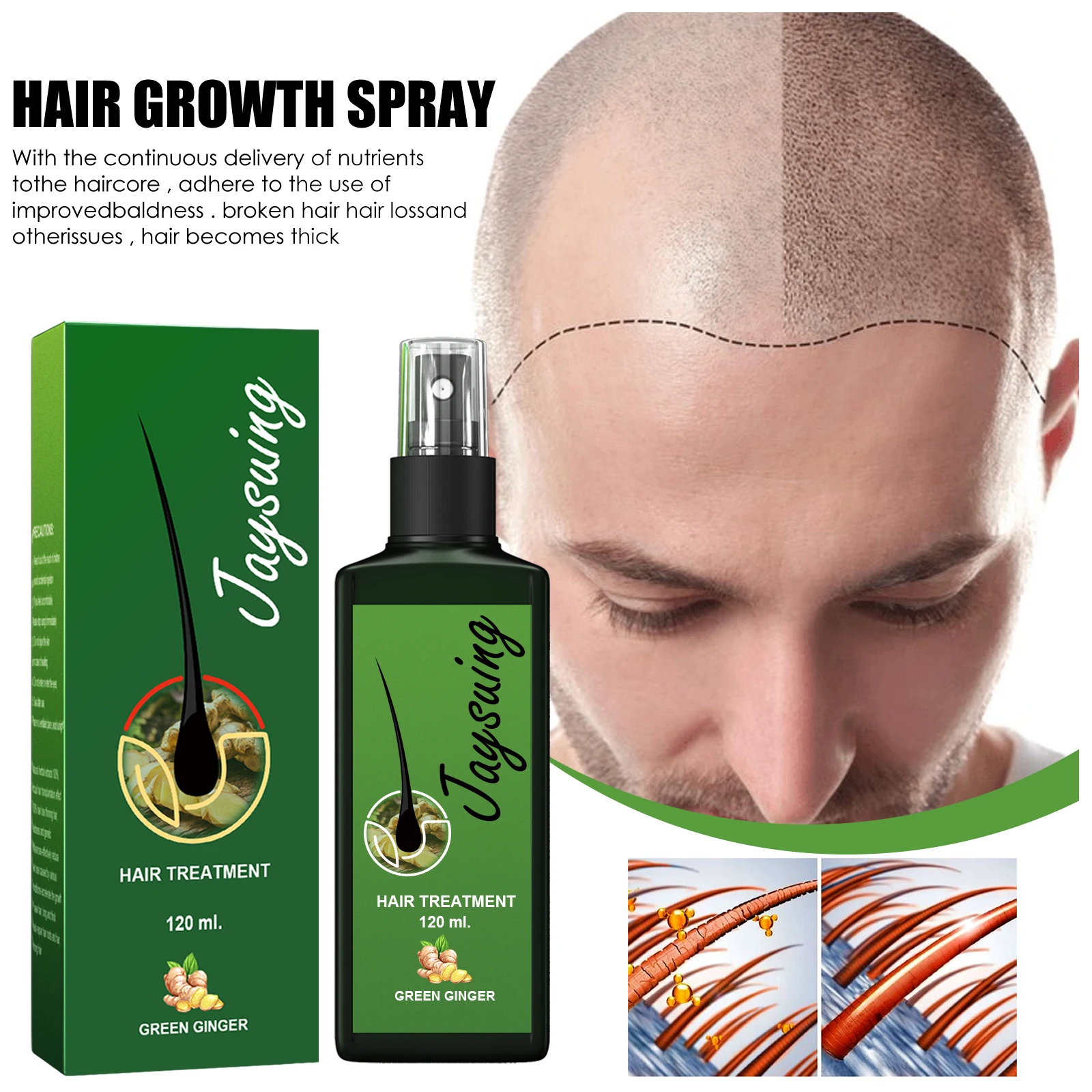 30 ML Moisturizes Hair Roots Thick Hair Improve Ginger Spray Hair Care Nutrient Solution for Wholesale