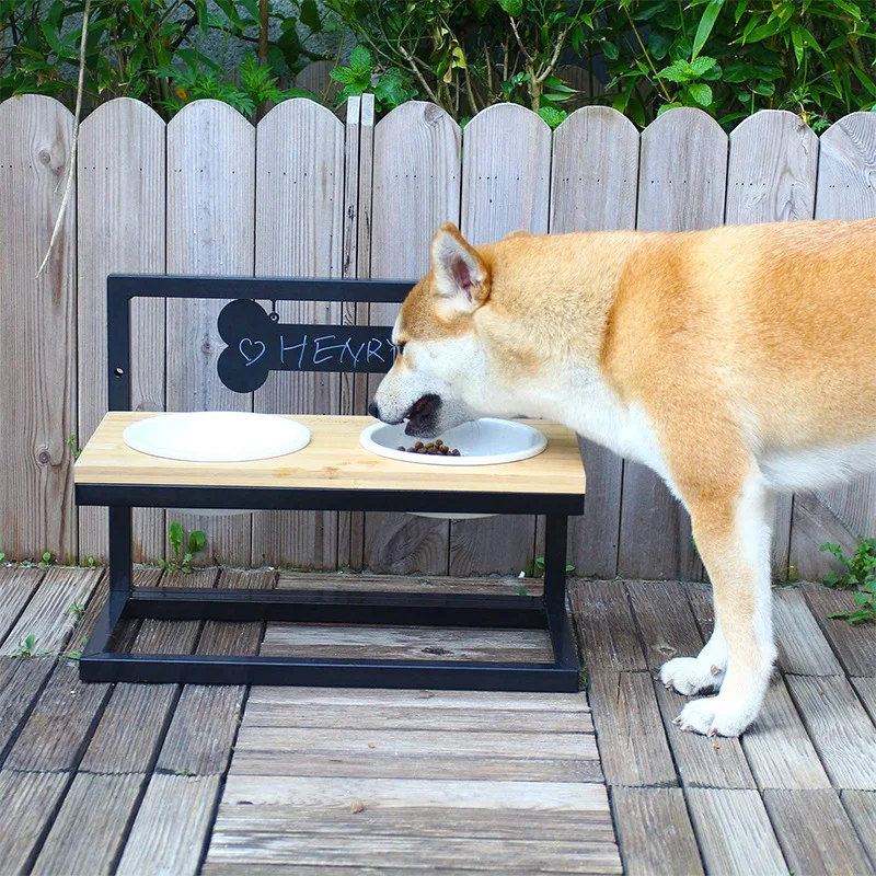 Самая популярная керамическая миска для собак с рамой из нержавеющей стали, поднимающаяся миска для собак