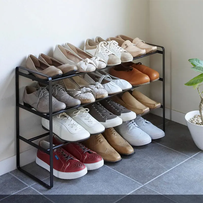 adjustable living room Entrance 3 tier shoe rack organization cabinet Metal Frame Storage holder Stackable Floor potting shelf
