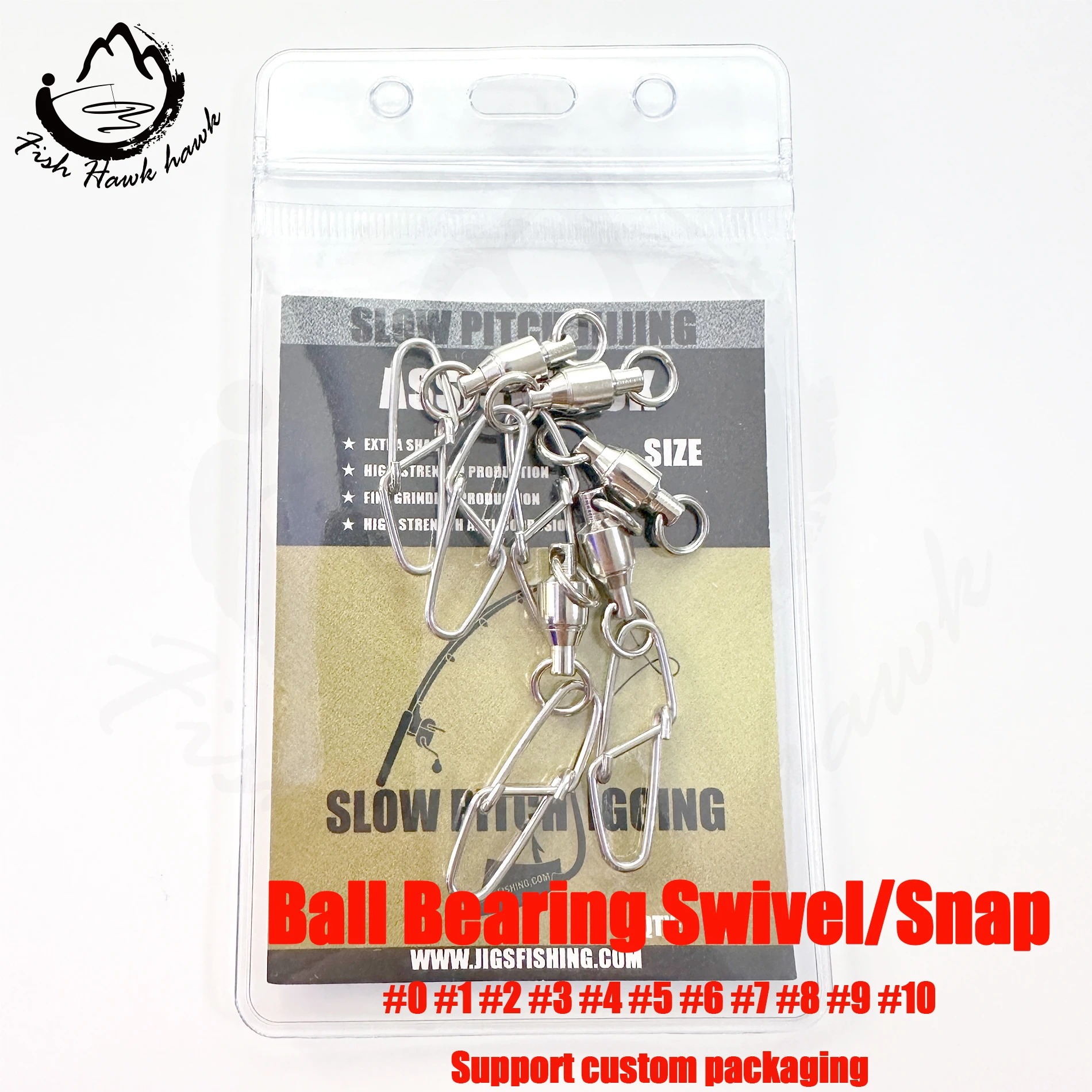 Wholesale #1 #2 #3 #4 #5 #6 #7 High quality strong ball bearing fishing swivel with snap for saltwater fishing jigging bait
