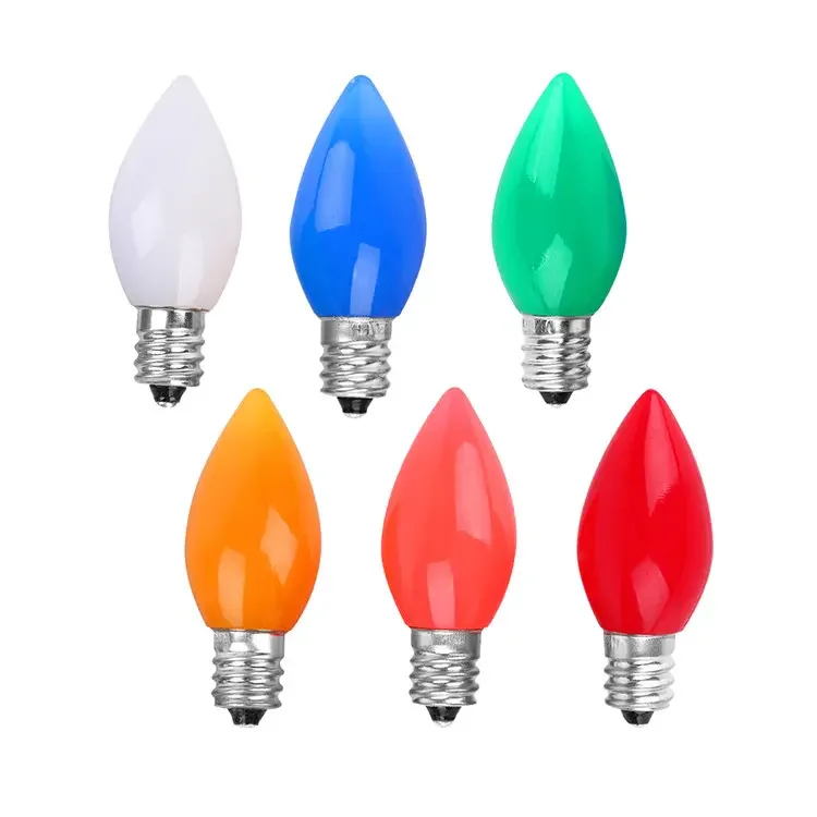 Прямая заводская цена C7 гладкая непрозрачная светодиодная цветная лампа для украшения дома и сада