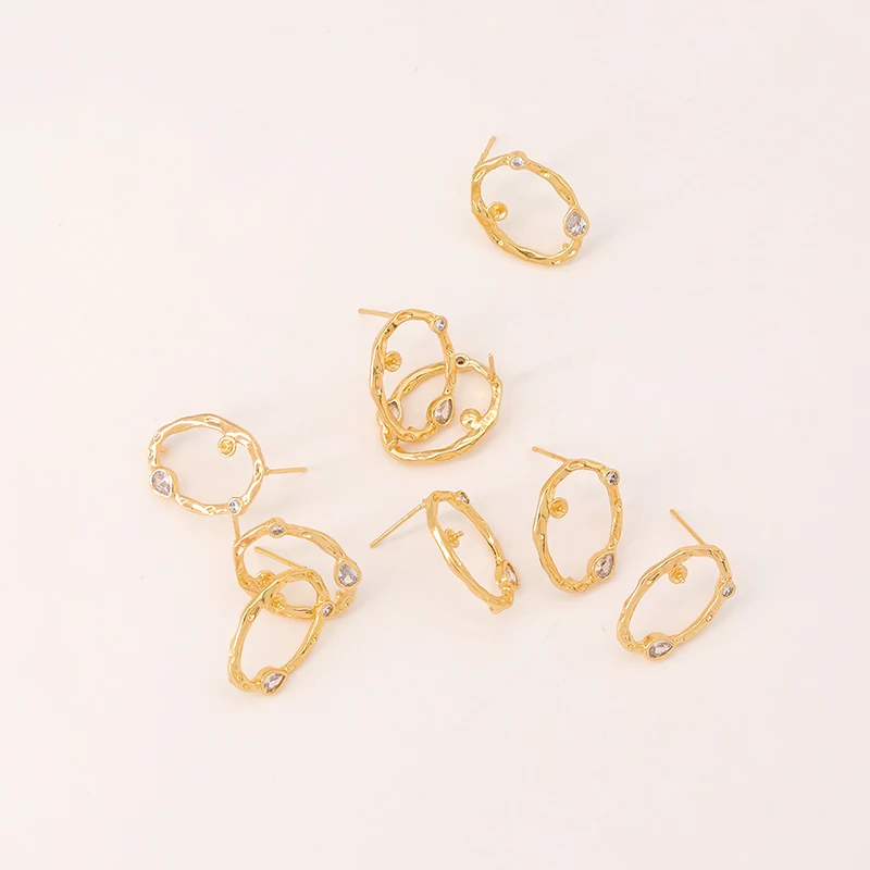 Zhongxing New ht selling earring accessories wholesale French style earrings micro-set zircon earrings spot DIY handmade ear pin