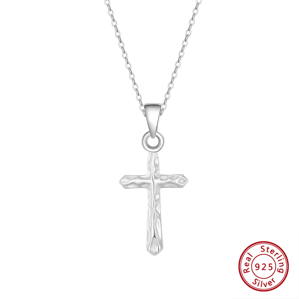 RINNTIN GAN02 Christian Pendant Necklace Men Jewelry Crucifix Jesus Cross Pendant 925 Sterling Silver Necklaces Women Jewelry