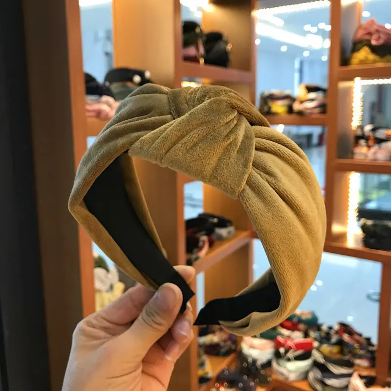 Teacher Winter Black Color Velvet Knot Headband For Adults Skincare Makeup Headbands