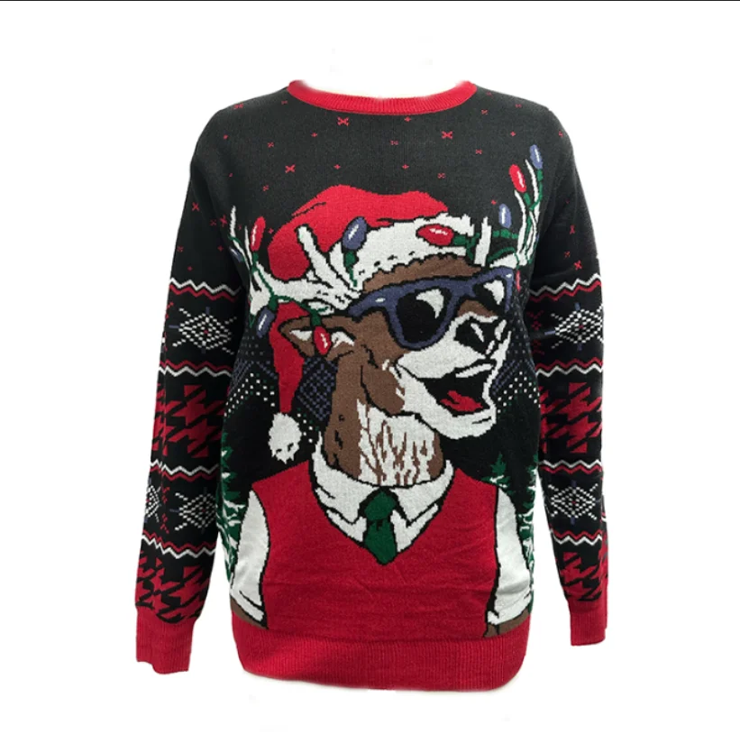 ZHUNA high quality ugly pullover custom santa reindeer women trend classy christmas jumpers