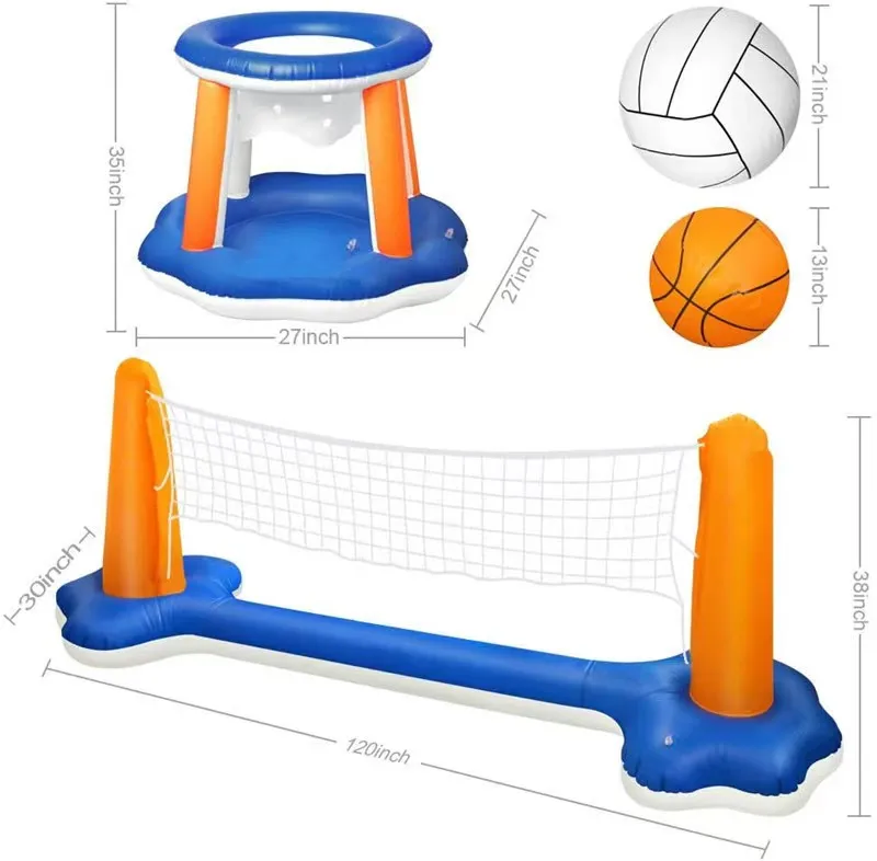 summer beach Inflatable obstacle course net water games equipment kids pool toys inflatable volleyball basketball court set