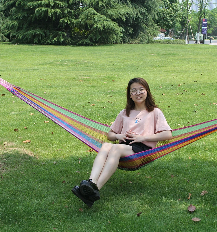 Портативный гамак на 2 человек для использования на открытом воздухе, сверхмощный пляжный плетеный хлопковый гамак ручной работы, сетчатый гамак