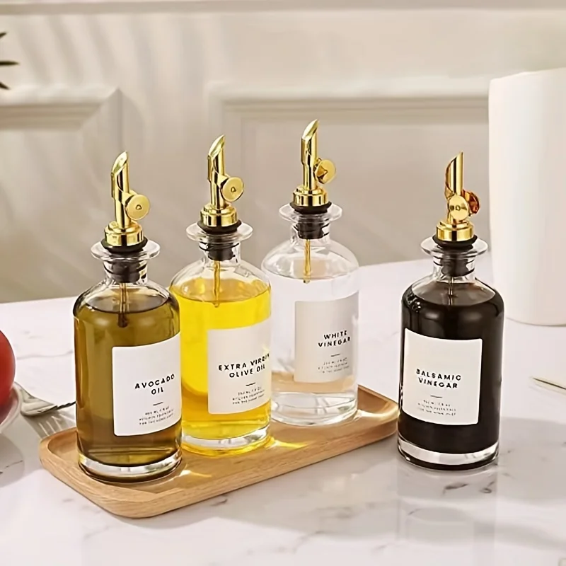 Wholesale custom 350ml 500ml Olive Oil and Vinegar Dispenser Coffee Syrup Dispenser Glass Bottle with Weighted Pour Spout