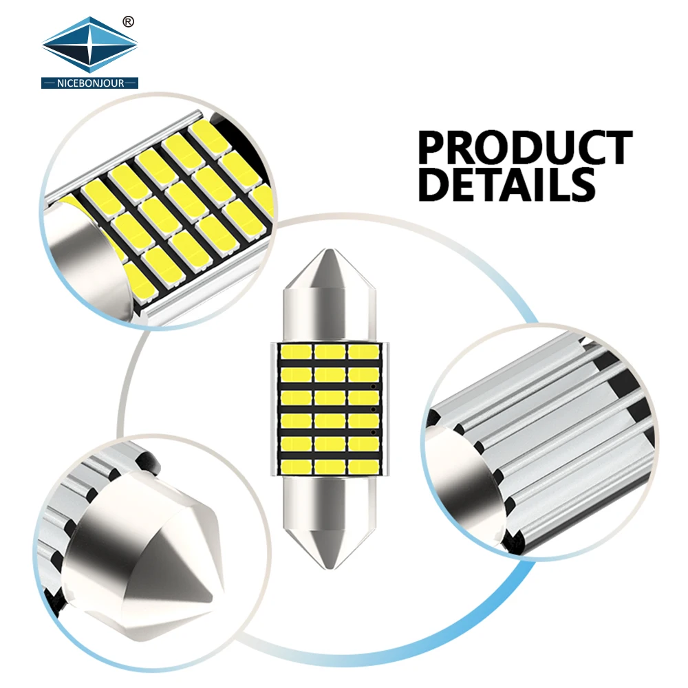 12V 24V 3014SMD White Dome Light C5W C10W Led 31mm 36mm 39mm 41mm C5W Bulb