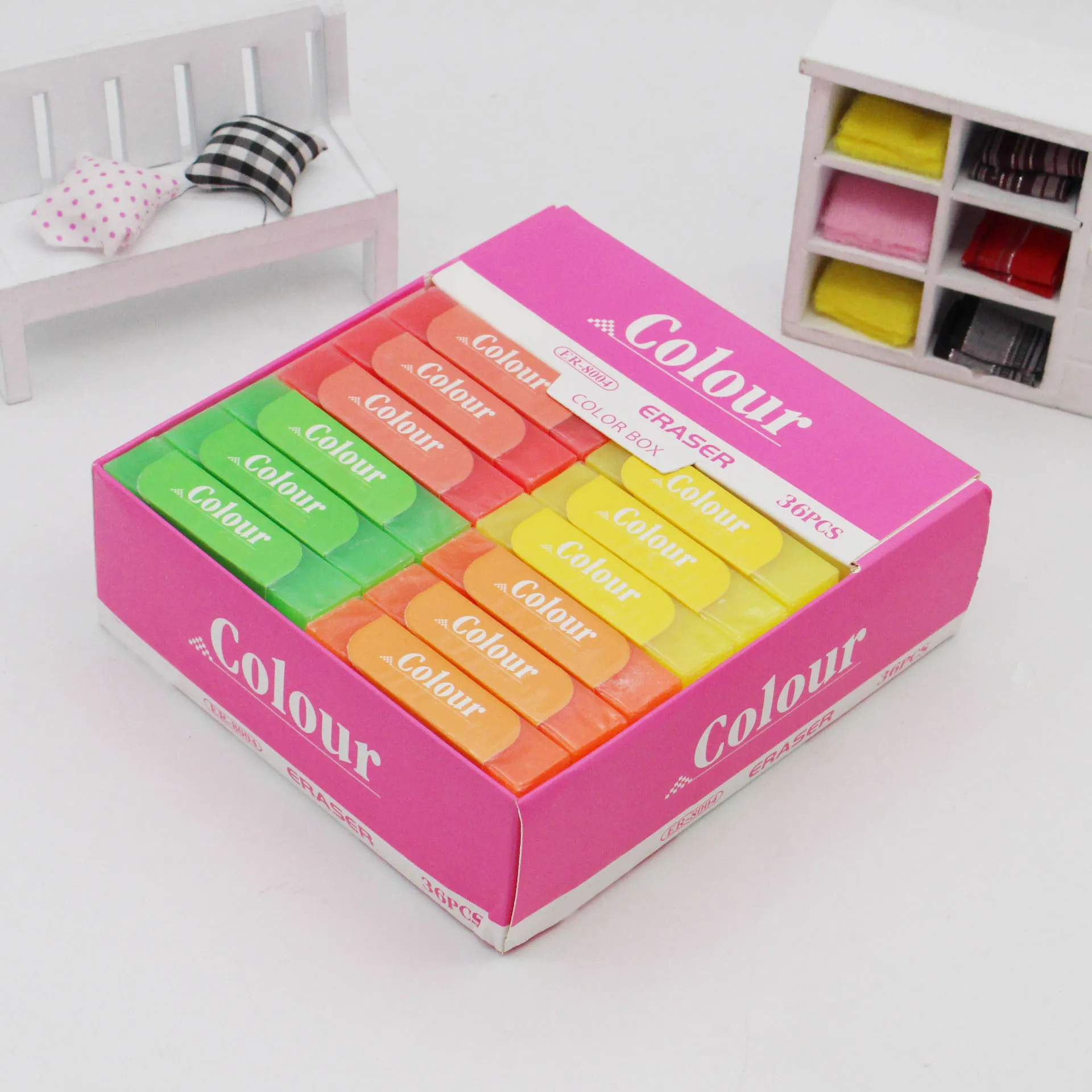 Hot Sale Customized Cute Square TPR Eraser Colourful School Office Pencil Rubber Promotional Stationery