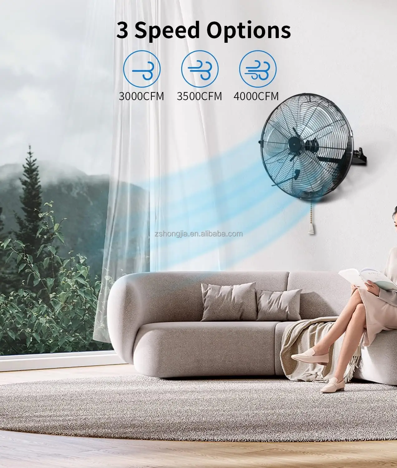 2 IN 1 Wall Mounted Adjustable tilt angle large industrial exhaust fan HJ-20WFM Ventilation Fan  20 inches Wall fan