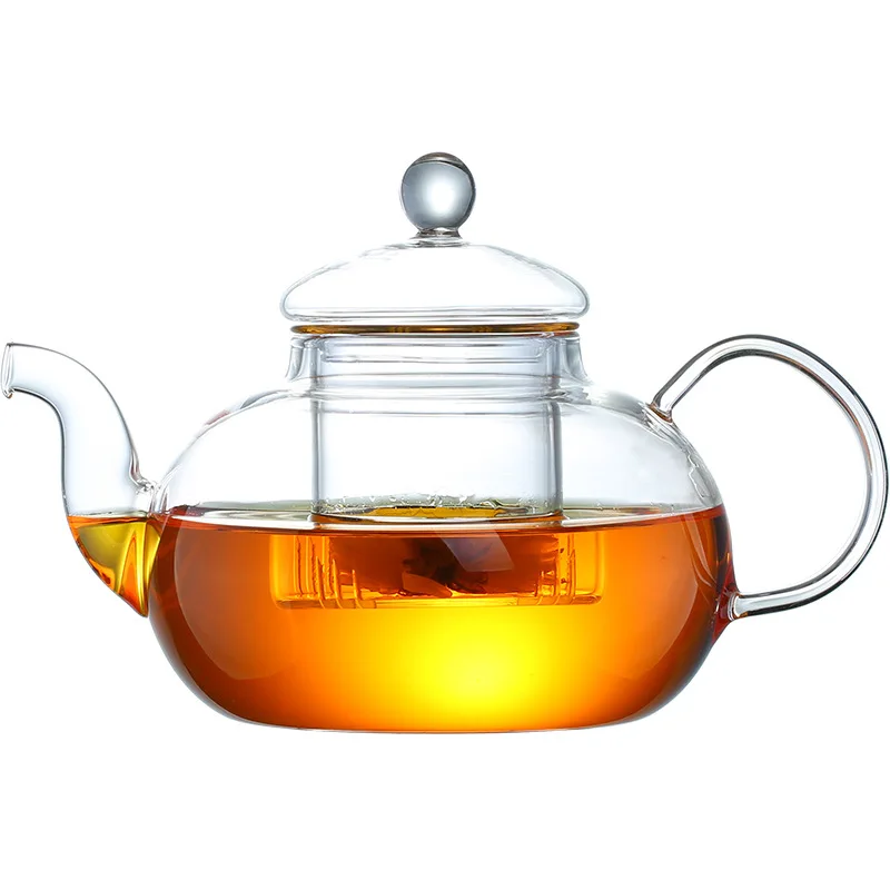 600ml 800ml Heat Resistant Transparent Clear Pyrex High Borosilicate Glass Teapot Tea Pot with Infuser and Warmer