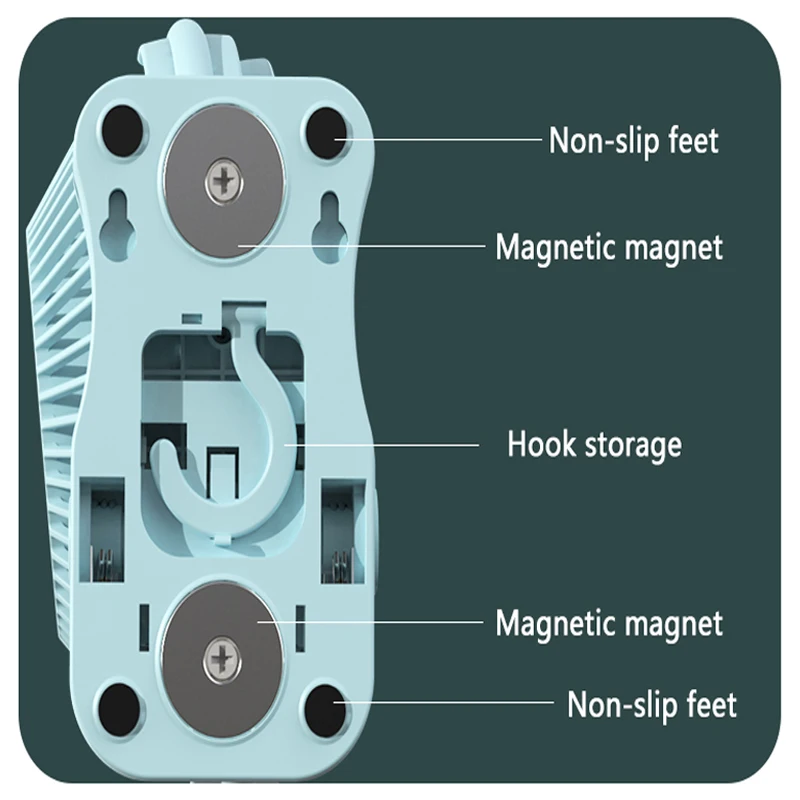 360 Degree Oscillation Home Outdoor Blue Portable Cooling Fan Handle Rechargeable Fan With LED Clip On Fan