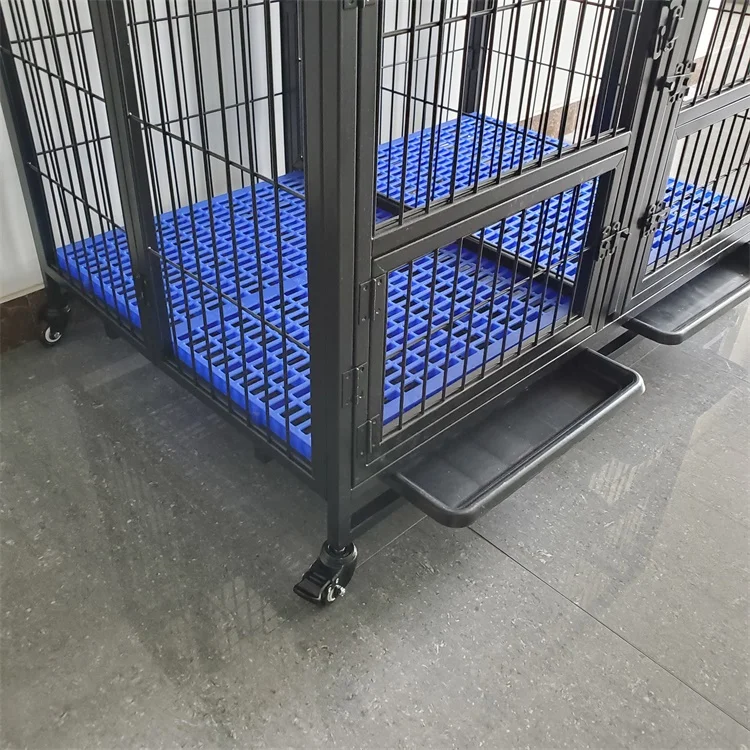 Single layer double door heavy duty dog pet kennel cage stainless steel large collapsible dog cage with wheels