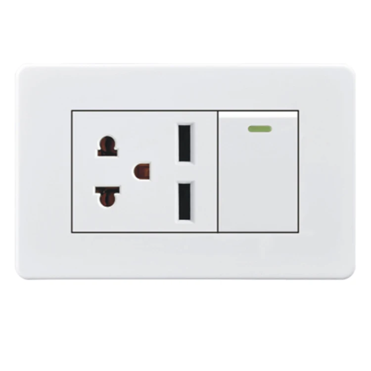 Us Type White Multi Function Universal Ac Power 3-pin Smart Plugs And Sockets Switch