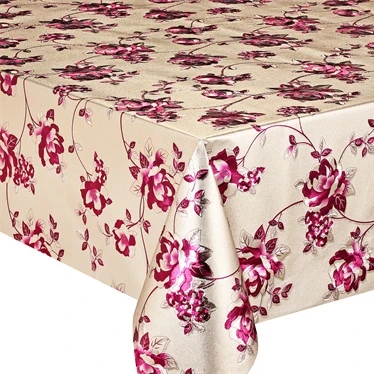 Factory Wholesale Metal Emboss printed with polyester backing Laminated PVC Tablecloth for Decoration Roll