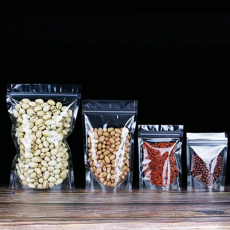 Hight clear Plastic stand zip bag Self-sealing dry fruit food packaging snack bag