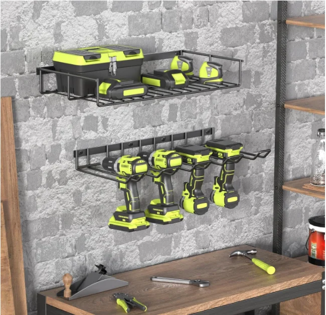 High Quality Metal Drill Holder Hand Power Tool Organizer Rack Wall Upgrade Wall Mount Garden Garage Tool Storage Organizer