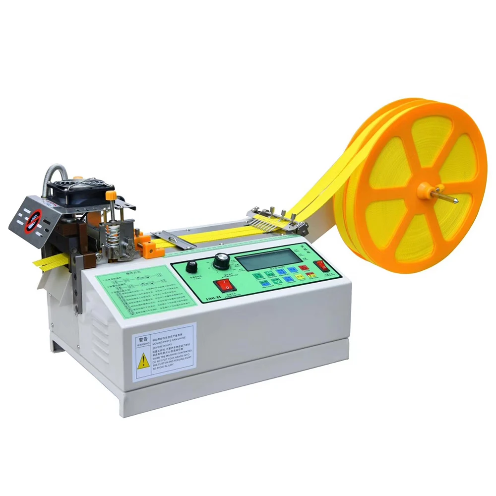 Automatic elastic tape ribbon webbing hot and cold cutting machine