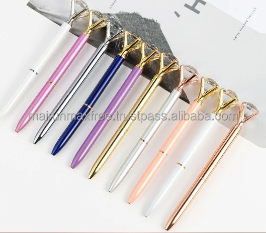 Luxury Trendy Products 2023 New Arrivals Wholesale Multicolor Diamond Ballpoint Pen Gel Pen with Custom Logo for girls holiday