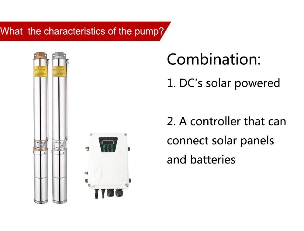 big flow DC48V brushless 95m head submersible 1hp  solar borehole deep well water pump with solar system controller