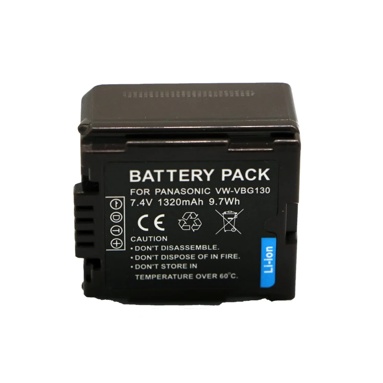 7.4V 1320mAh VW-VBG130 lithium battery digital camera battery full decoding  for Panasonic SDR-H60 H48 H68 H40 H200 H80 H90 GK