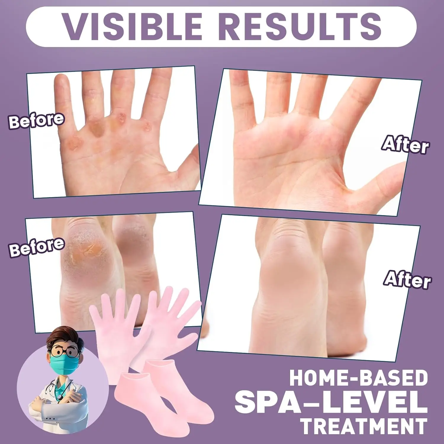 Soft Moisturizing Spa Gel Socks Foot Care Silicone Gel Socks Beauty And Personal Care For Feet And Hands