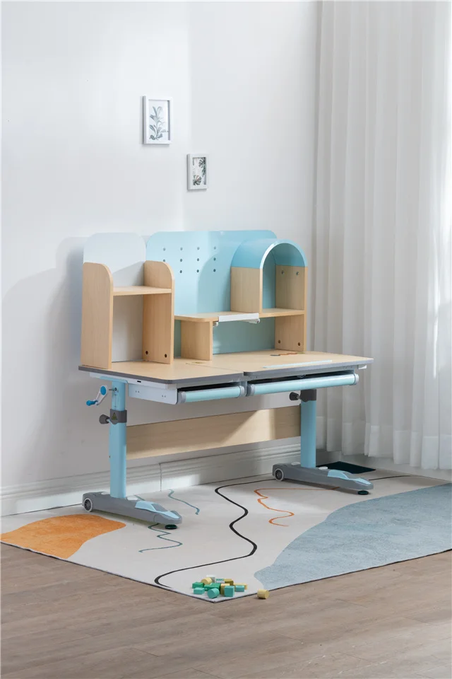 Accord with human body engineering can lift the multi-function children myopia prevention health study solid wood table